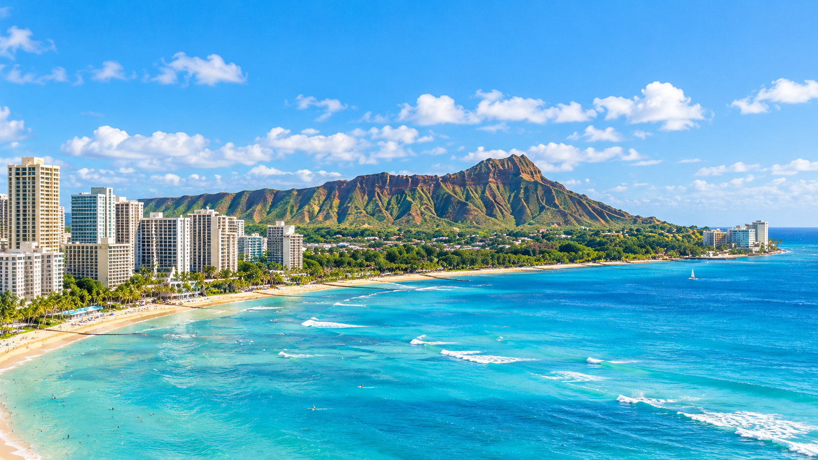 Diamond Head and the Waikiki coastline